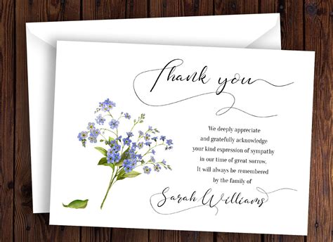 The awesome Personalized Funeral Thank You Card Sympathy Thank You Card ...