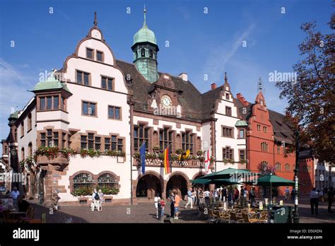 Freiburg, Germany, the Old Town Hall and the new town hall on the main ...