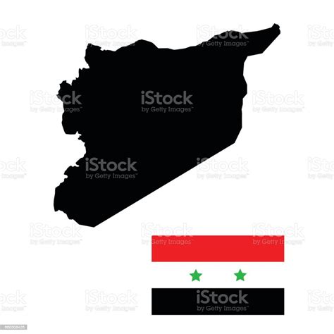 Syrian Map Silhouette And Normal Flag Of Syria Stock Illustration ...