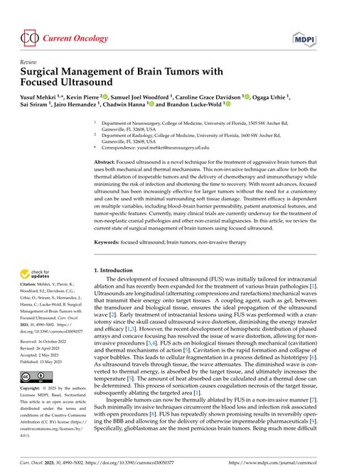 (PDF) Surgical Management of Brain Tumors with Focused Ultrasound