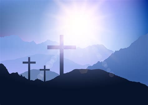 Sunset landscape with cross for easter 345067 Vector Art at Vecteezy