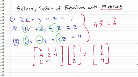 Linear Algebra - 27 - Algebraic Systems of Equations with Matrices ...