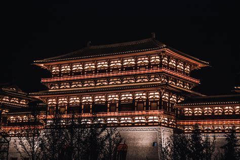 Lights on the Drum Tower of Xi'an During Night Time · Free Stock Photo