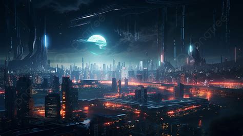 Futuristic Sci Fi Night City Background, Future, Sci Fi City, Night ...