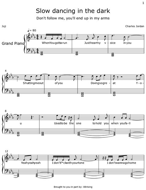 Slow dancing in the dark - Sheet music for Piano