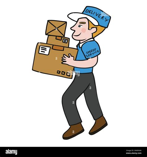 Postman delivery box package cartoon vector illustration Stock Vector ...