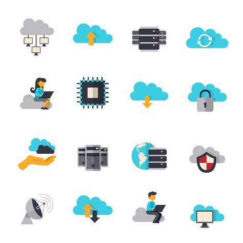 Cloud Computing Flat Icons Set 459175 Vector Art at Vecteezy