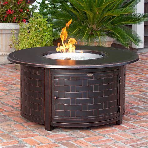 Fire Sense Perissa Woven Round Cast Aluminum Propane Gas Fire Pit ...