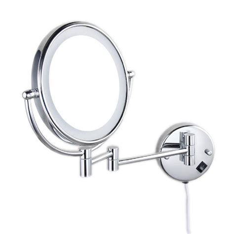 Swivel Chrome Finish Wall Mounted LED Magnifying Mirror, For Hotel ...