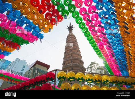 Lantern decorations for Festival of Lights, Jogyesa Buddhist Temple ...