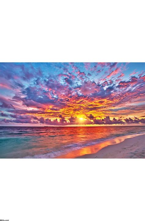 Sunset over ocean Wall Mural | Landscape painting tutorial, Seascape ...