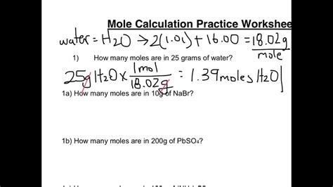 Mole calculation worksheet - sellingpasa