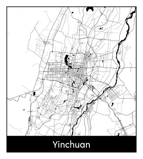 Premium Vector | Minimal city map of yinchuan (china, asia)