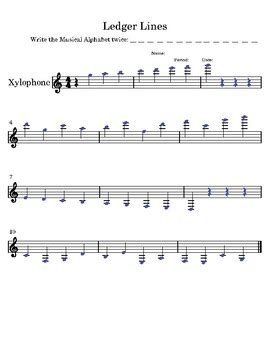 Treble Clef Ledger Lines Worksheet by Maestra de Musica | TPT