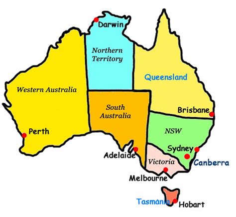 Australia states map - Map of Australia with states (Australia and New ...