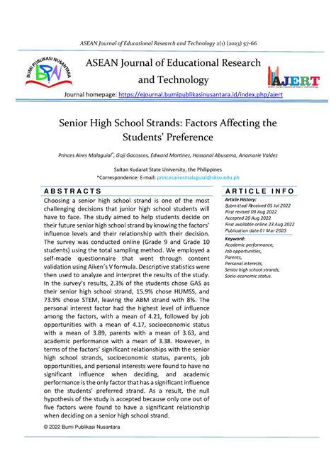 SHS Strands Factors affecting the Students' Preference - 57 Senior High ...