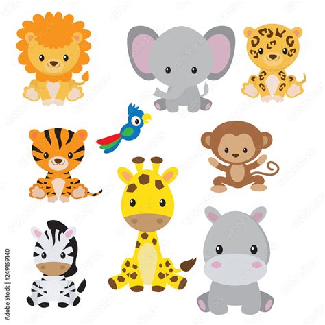 Jungle animals clip art Stock Vector | Adobe Stock