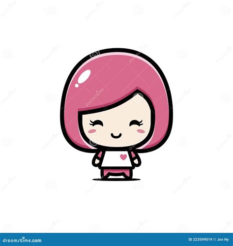 Pink Haired Cute Girl Cartoon Character Stock Vector - Illustration of ...