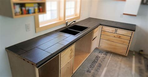 The steps involved in building a kitchen countertop that is covered ...