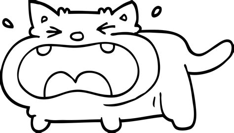 line drawing cartoon crying cat 12129887 Vector Art at Vecteezy