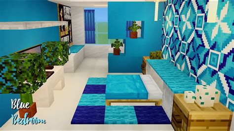 Blue Themed Bedroom Tutorial (Minecraft Pocket Edition) - YouTube