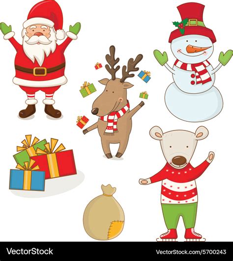 Cartoon christmas characters Royalty Free Vector Image