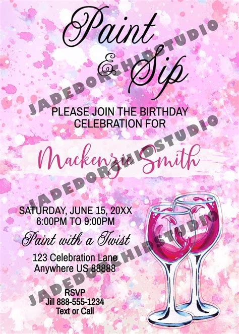 Paint and Sip Party Invitation Paint and Sip Birthday | Etsy