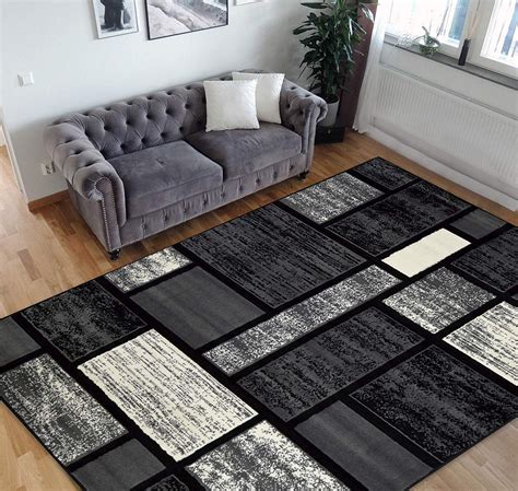 HR Square Pattern Area Rug 8x10 [7'.5" x 10'.5"] Geometric Contemporary ...