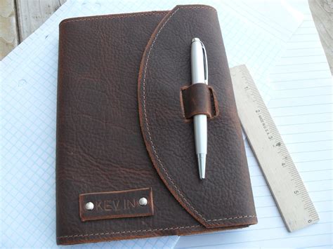 Handmade refillable leather journal with pen The