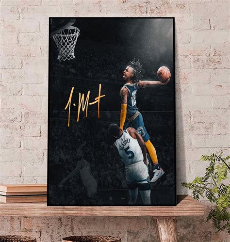 Ja Morant Dunk Art Signature Poster, Ja Morant Dunk Poster Memphis ...