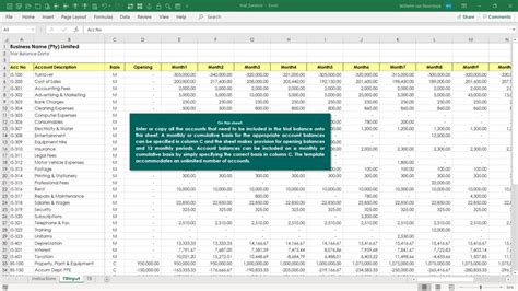 Trial Balance Worksheet Excel Template