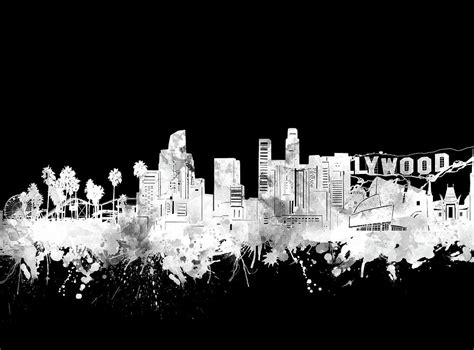 Los Angeles Skyline Black And White 2 Digital Art by Bekim M