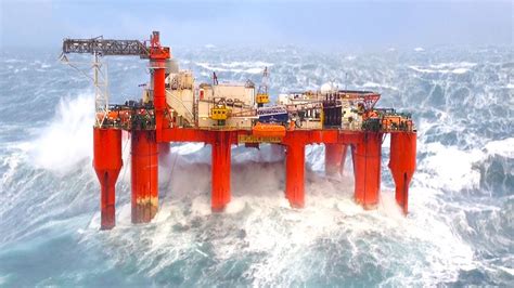 Oil Rigs Caught in Monster Waves - YouTube