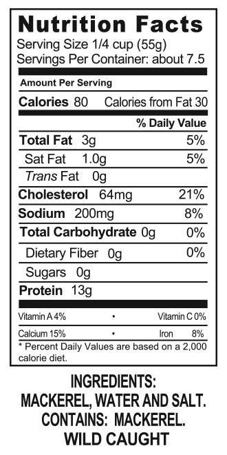 Canned Mackerel Nutritional Information