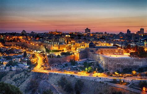 Jerusalem night view Photograph by Lewis Outing