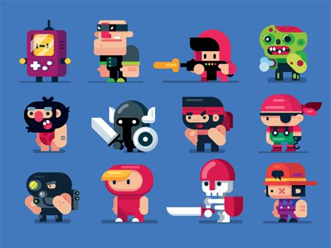 Game Design Characters, Flat Design Illustrations | Game character ...