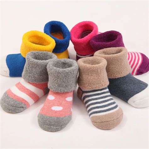 4 Pairs Baby Socks Newborns Winter Cotton Thickening Unisex Short Sock1 ...