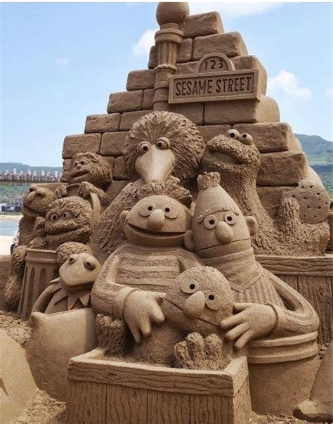 Sesame Street Sand Art | Beach sand art, Sand art, Sand sculptures