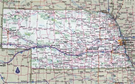 Large detailed roads and highways map of Nebraska state with all cities ...