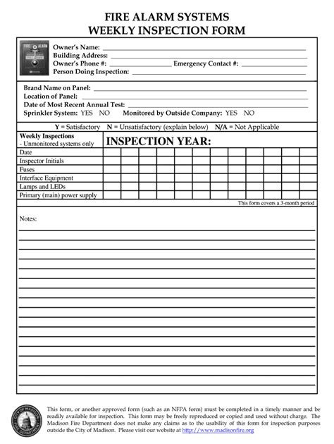 Fire Alarm Inspection Checklist - Fill Online, Printable, Fillable ...