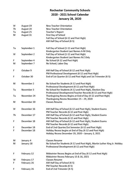 The RCS calendar... - Rochester Community Schools Foundation