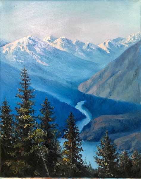 Landscape Rocky Mountains Original Oil Painting Mountain Lake | Etsy