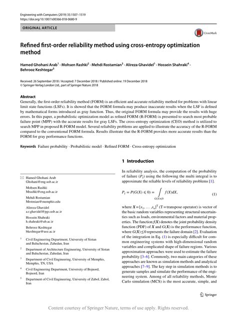 Refined first-order reliability method using cross-entropy optimization ...