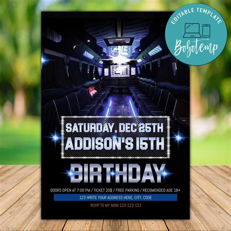 Editable Party Bus Birthday Invitation Instant Download | Sportspartydesign