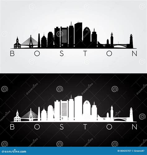 Boston skyline silhouette stock vector. Illustration of icon - 80425707