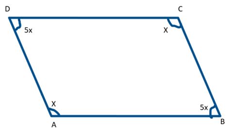 Two adjacent angles of a parallelogram are in ratio 1: 5. Find all the ...