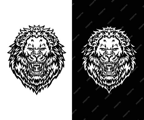 Premium Vector | Roaring lion , isolated on dark and white background