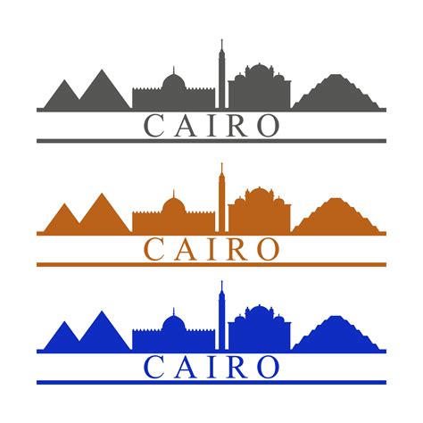 Cairo Skyline Illustrated On White Background 3371303 Vector Art at ...