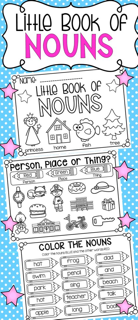 Little Book of Nouns - Half Page Printable Worksheet Booklet | Nouns ...