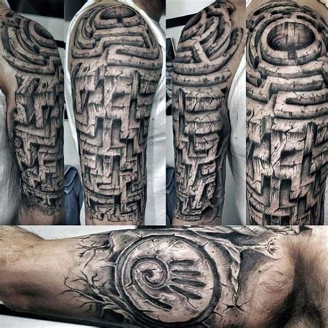 70 Maze Tattoo Designs For Men - Geometric Puzzle Ink Ideas